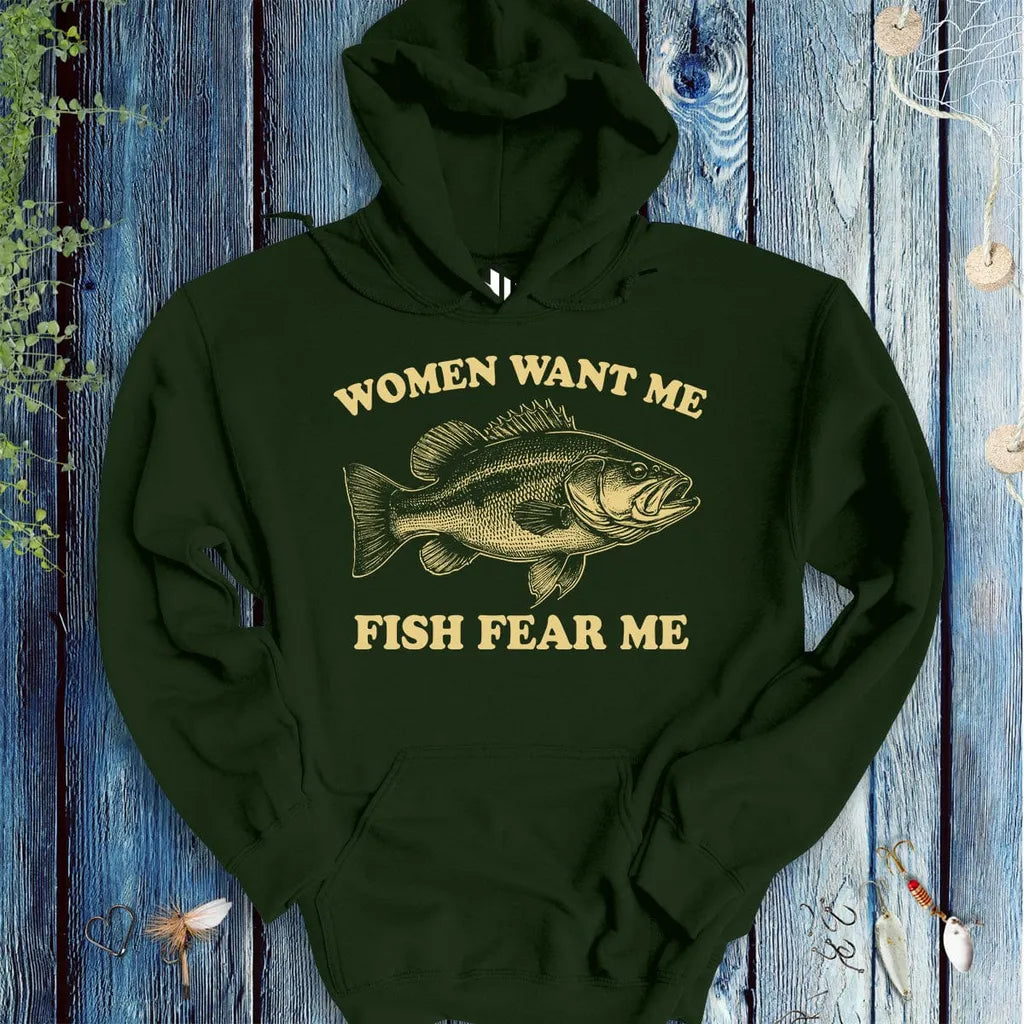Women Want Me Fish Fear Me Hoodie - FISH - ROOM LLC