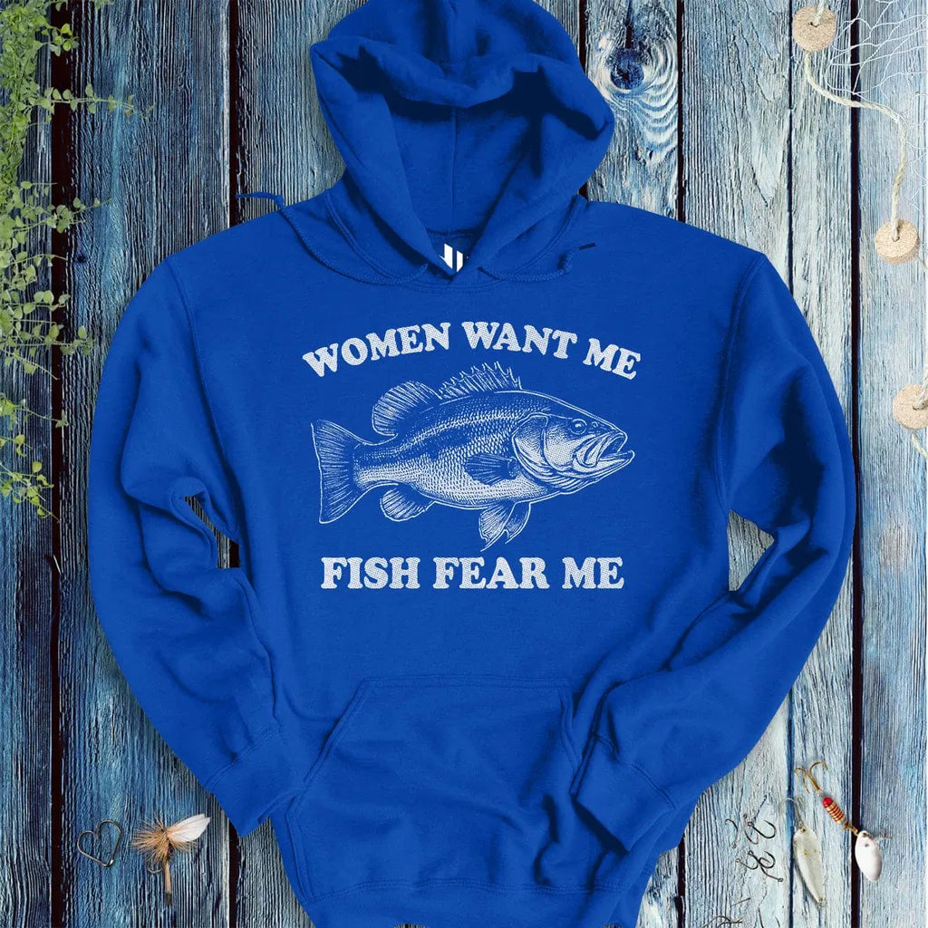 Women Want Me Fish Fear Me Hoodie - FISH - ROOM LLC
